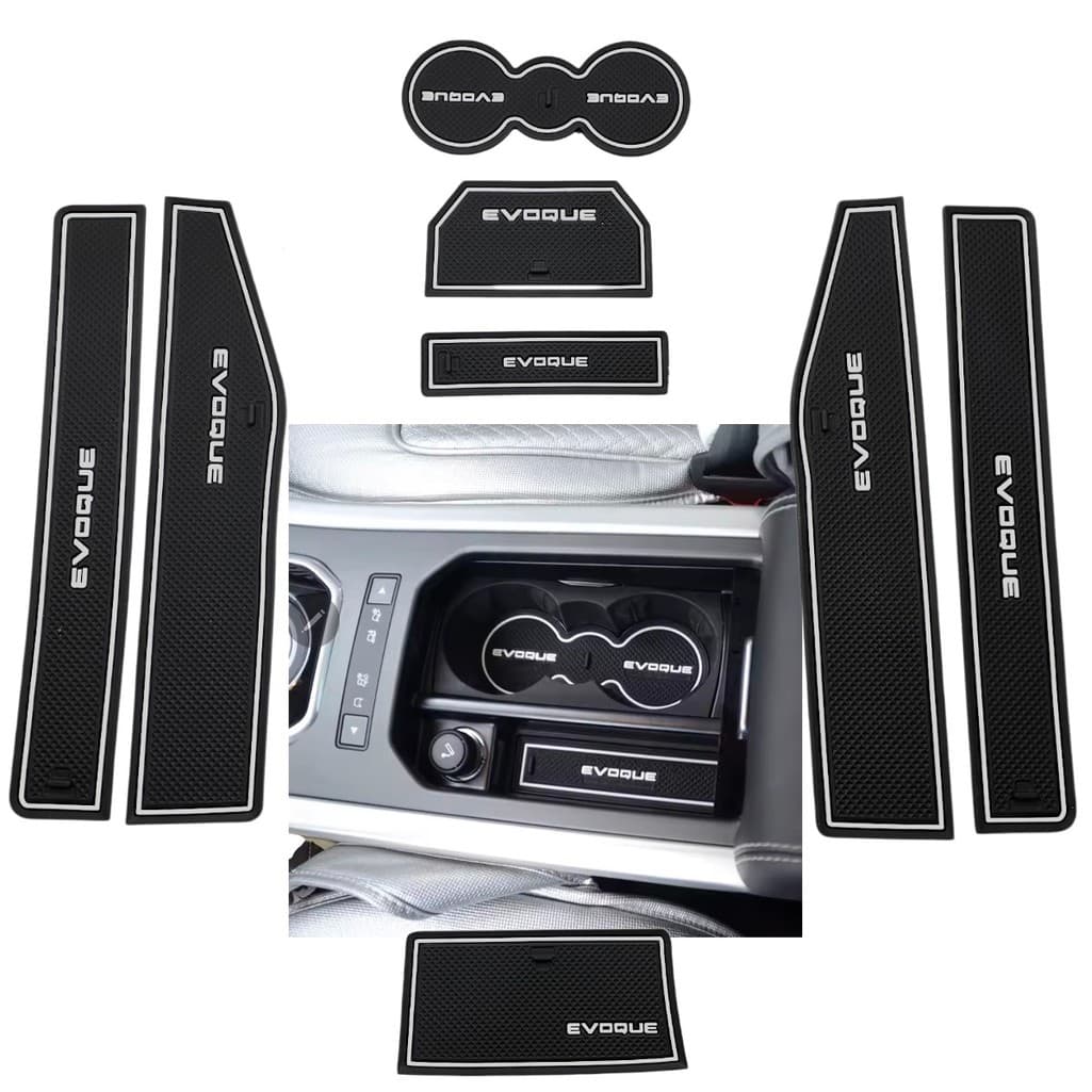 Kit Jogo Tapetes Evoque Silicone Painel Console Porta Copos Acessório Porta Copo Esteira Poeira Interior 2012 a 2019
