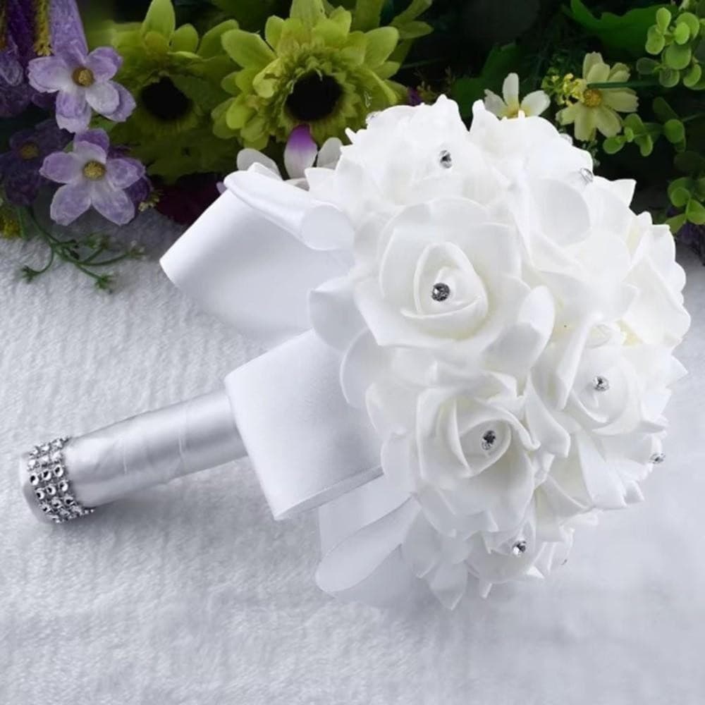 Buquê De Flores Rosas TMZ14968 , Casamento Nupcial De Simulação Romântica , Flor PE Artificial *-*