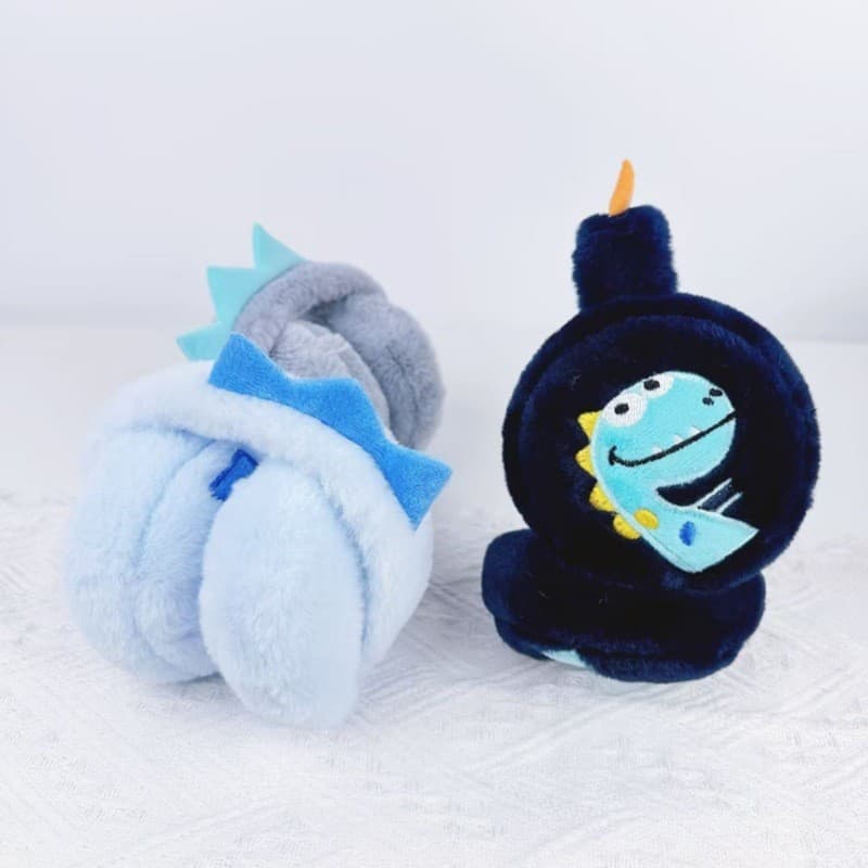 Crianças earmuffs inverno quente bonito orelhas de dinossauro sacos de orelha earmuffs proteção de ouvido grosso pelúcia