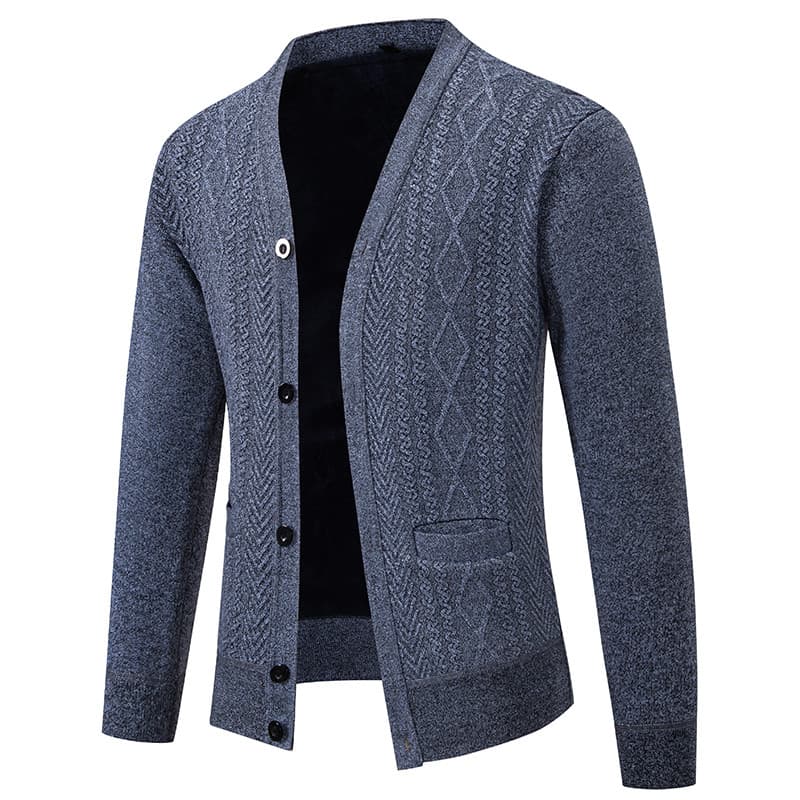 Novo simples All-Match masculino com decote em V torção Cardigan camisola jaqueta de negócios Casual prático Wear Kn