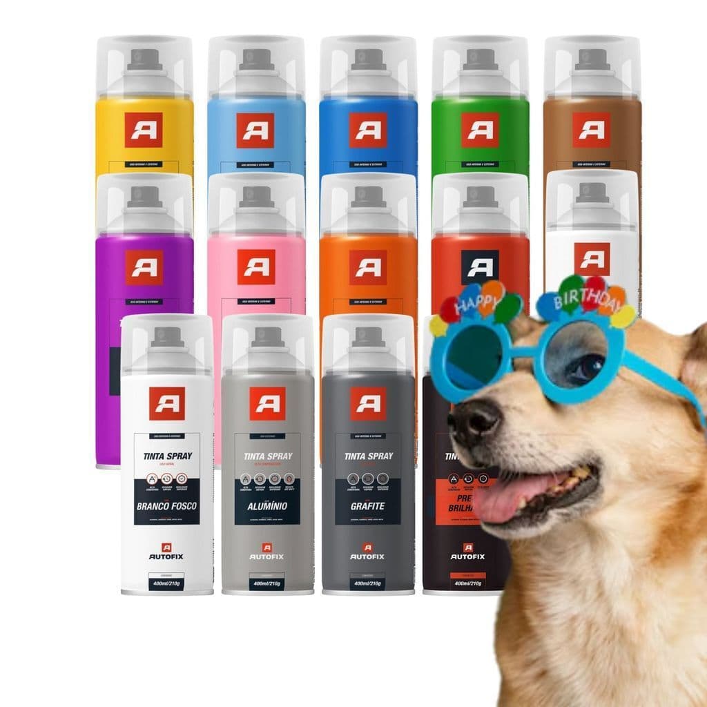 Tinta Spray Uso Geral 400ml - Autofix Cores Preto, Vermelho, Verde, Azul claro e escuro, Rosa e muito mais ok