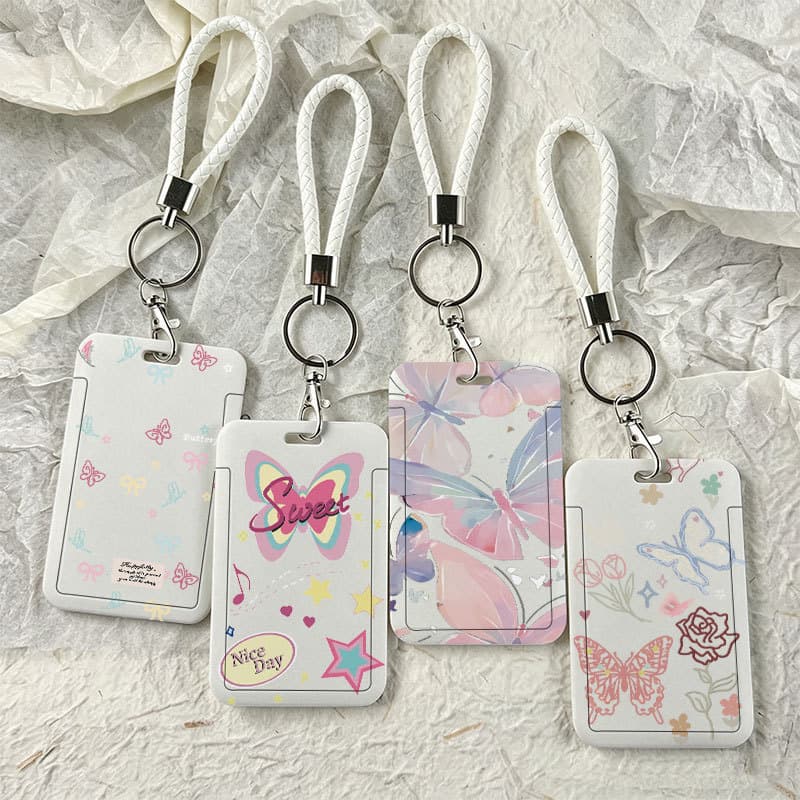 Porta-Cartões Deslizante Borboleta Colorida Para De Campus E Trânsito