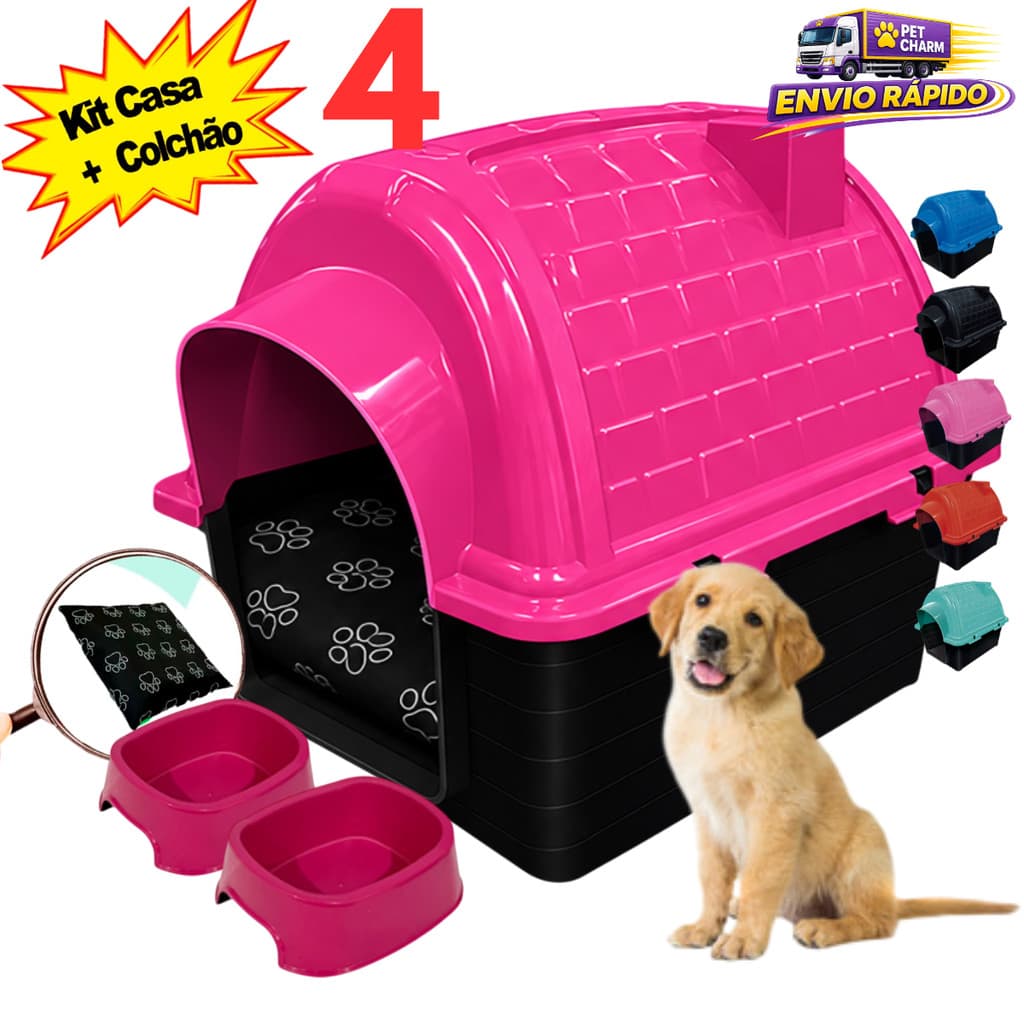 Casinha N4 + Cama Para Cachorro + Comedouro + Bebedouro Pet Caminha Para Cachorro Casa Para Cachorro