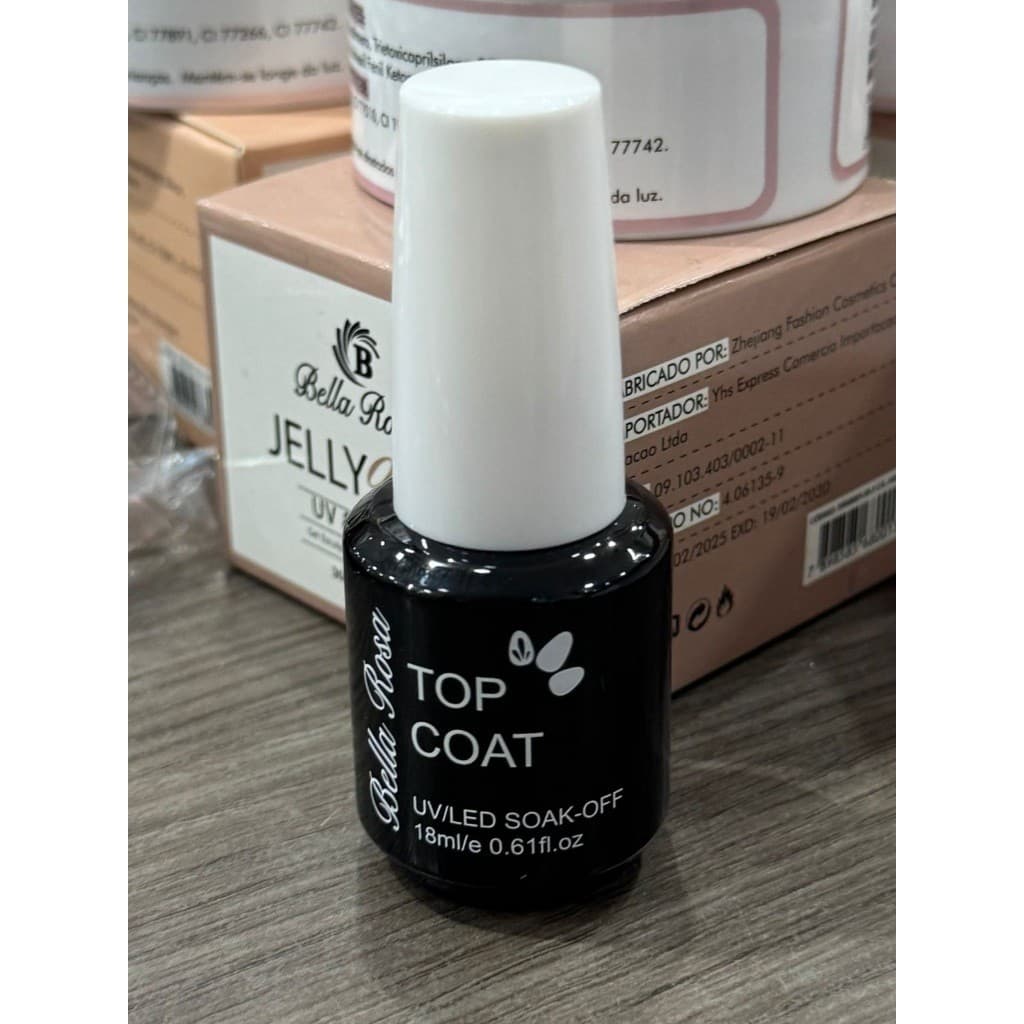 Top Coat Bella Rosa 18ml UV LED Selante Unhas Gel Brilho Intenso Soak Off UV/LED