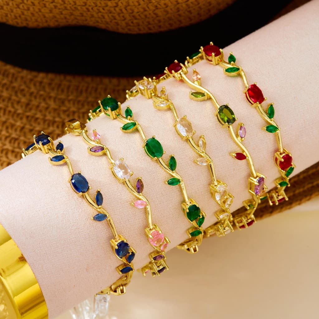 Moda 18k Banhado A Ouro Flor Floral Tulipa Pulseira Feminina Sorte Jóias Acessórios De Presente De Aniversário
