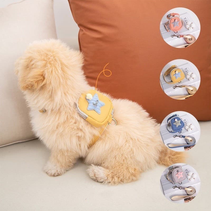 Coleira para Cão, Corda de Tração Peitoral Ajustável, Mochila para Animais de Estimação, Corda de Tração para Poodle, Ci