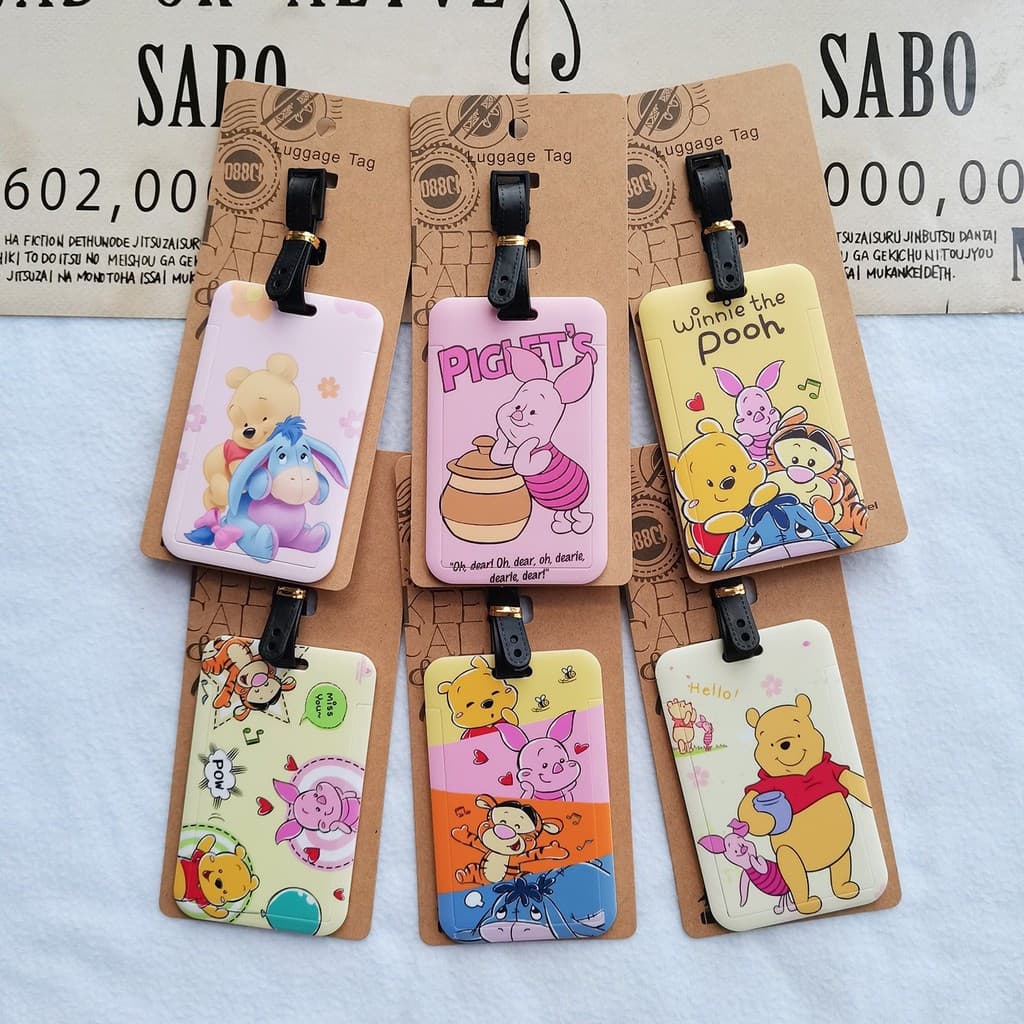 Bonito dos desenhos animados Winnie the Pooh ABS titular do cartão Pippi porco tigre ônibus cartão Campus cartão Tag pin