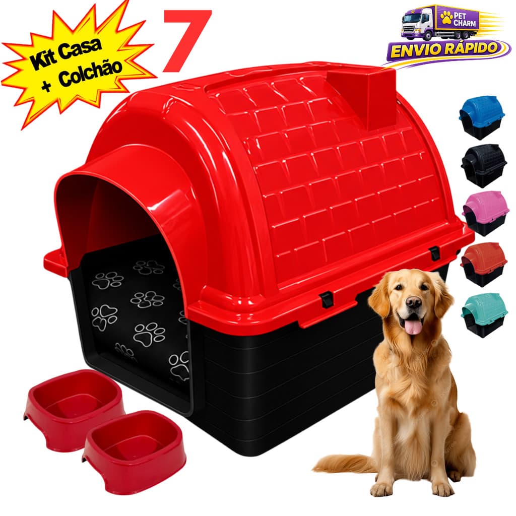 Casinha N7 + Cama Para Cachorro + Comedouro + Bebedouro Pet Caminha Para Cachorro Casa Para Cachorro