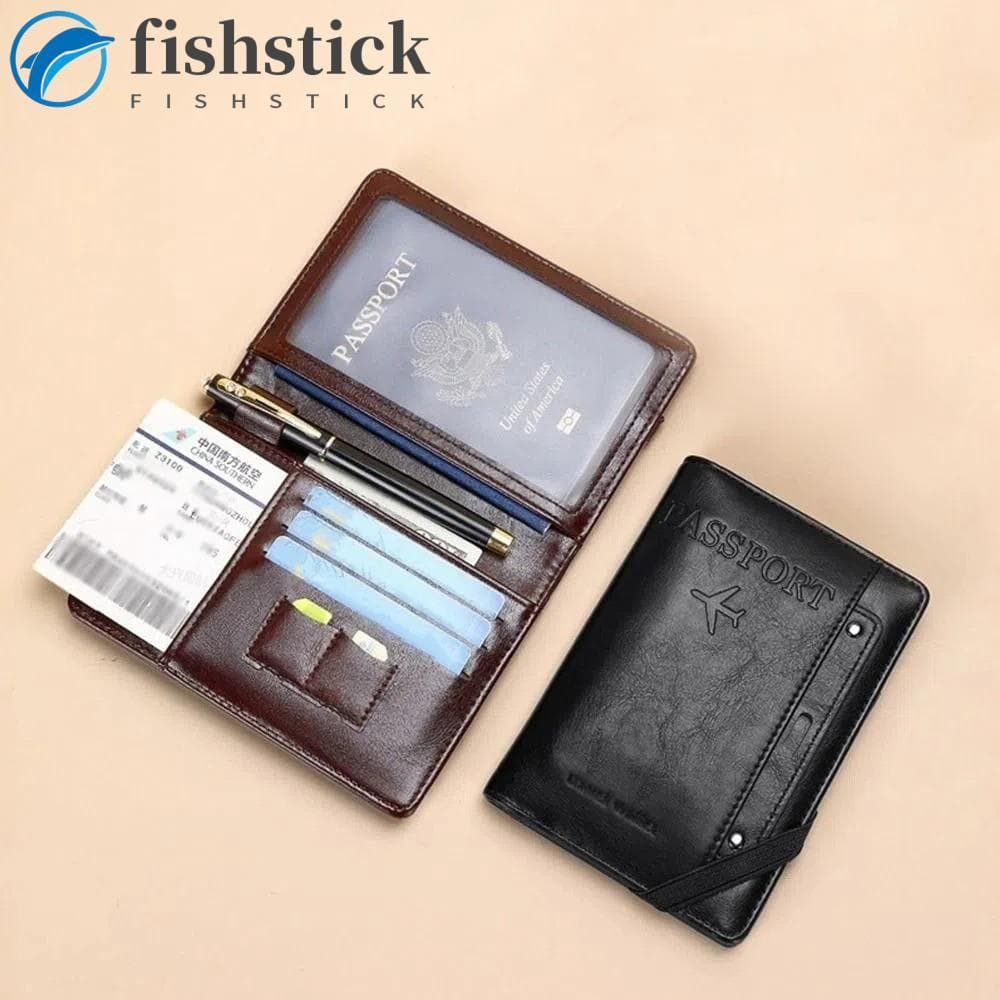 Bolsa Para Passaporte FISHSTICKA PU , Porta-Cartões Com Capa , Carteira De Viagem , Clipe