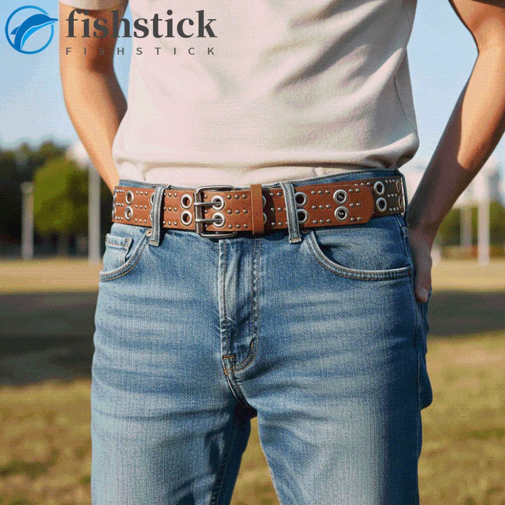 Cinto De Rebite Oco FISHSTICKA , Ajustável Estilo Punk Y2K Para Meninas , Fivela De Agulha De Fileira Dupla