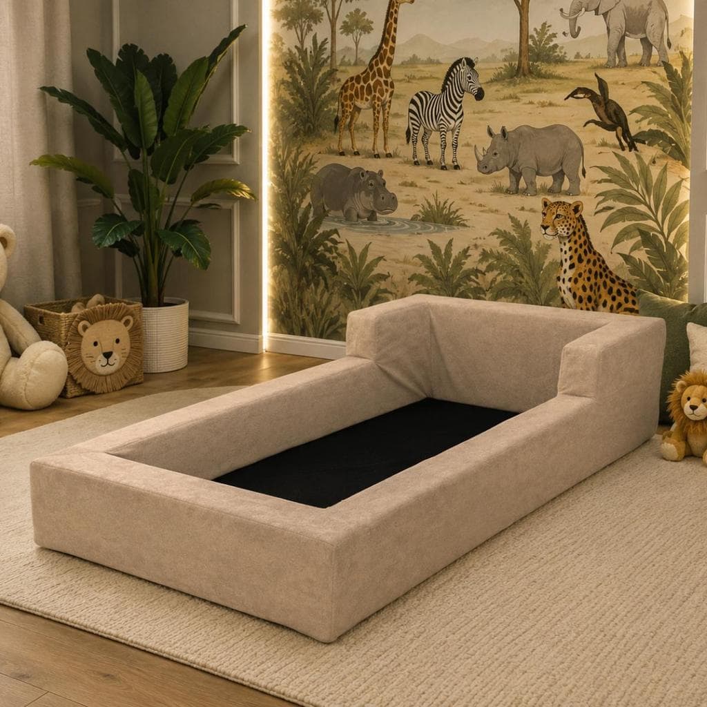 Cama Montessoriana Solteiro 220x120cm Sem Colchão Bege