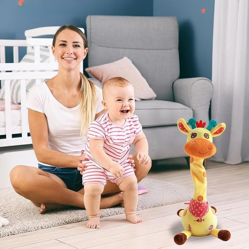 Novo brinquedo girafa que fala e dança, um bichinho de pelúcia que repete o que você diz, com música