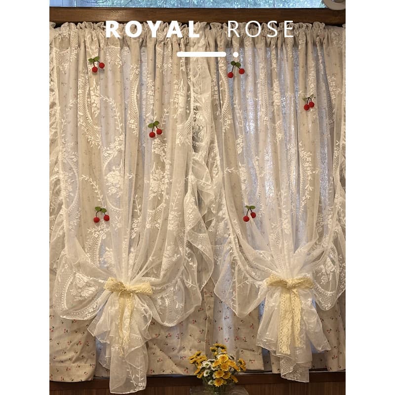 Cortina francesa Rococo estilo Pastoral renda americana retrô fungo borda gaze cortina quarto janela saliente cortina de