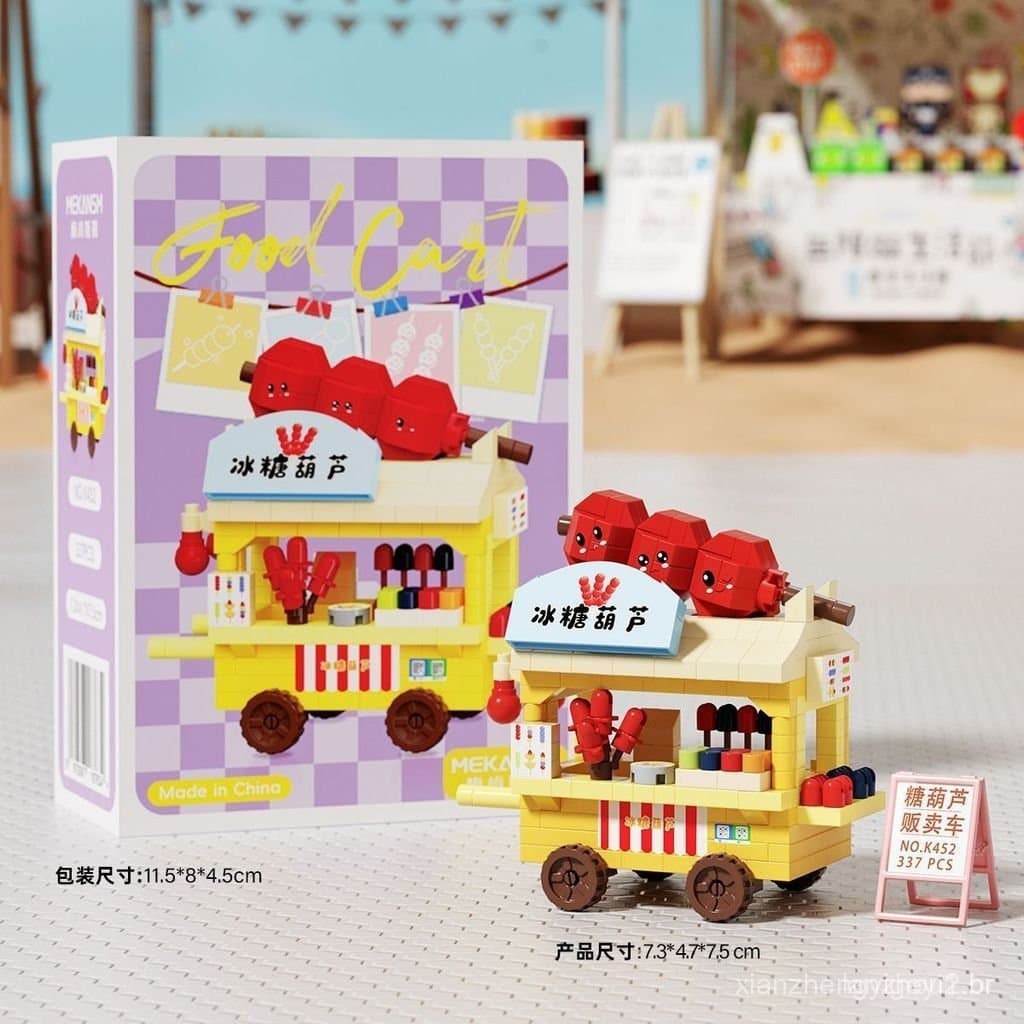Pão frito da moda, brinquedos de micro-partículas, espinheiro cristal, ramen, cachorro-quente, blocos de montar M-block