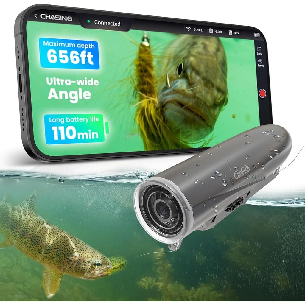 Câmera de Pesca CanFish Fishing CamX, Câmera de Ação para Iscas HD 1080P &136 ° Ângulo Ultra-Largo, ROV à Prova d'Água d