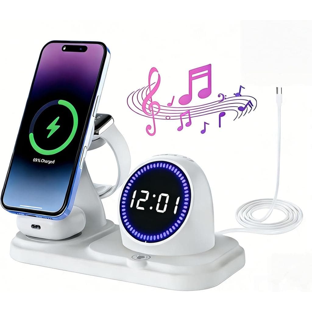 Carregador Sem Fio 6 em 1 para iPhone: Estação de Carregamento para Múltiplos Dispositivos da Apple - Compatível com iPh