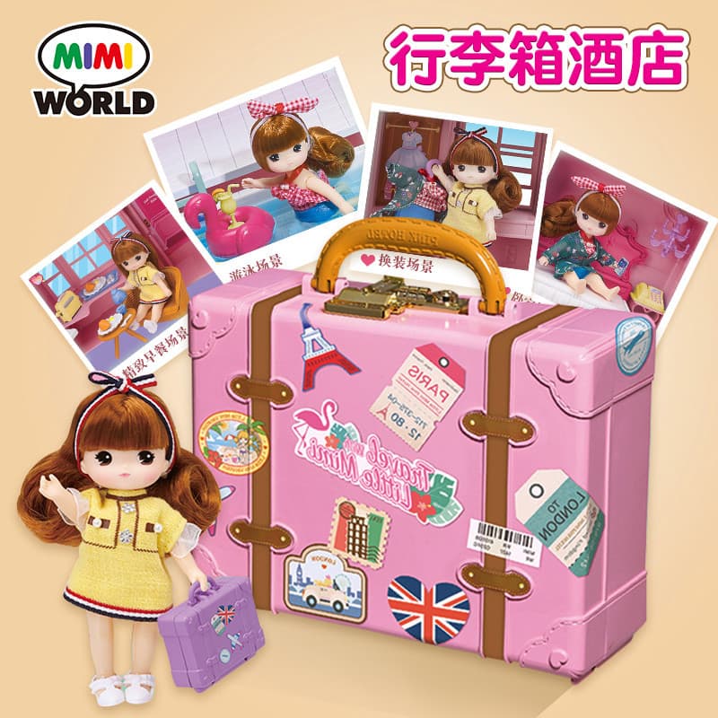 Mimiworld mala rosa Hotel casa de boneca Villa castelo casa jogar casa menina princesa brinquedo