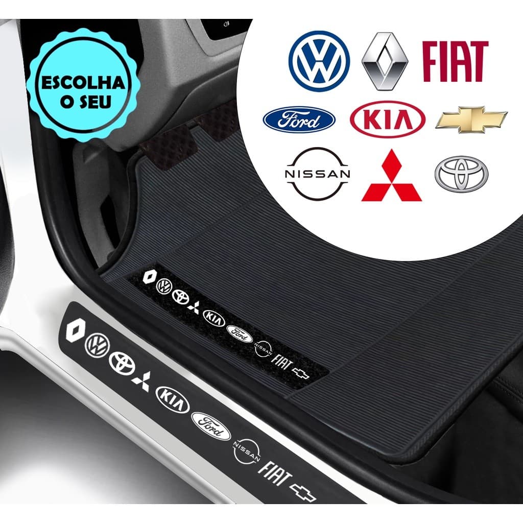 Kit Tapete e Soleira Personalizado para Carro Borracha PVC Universal