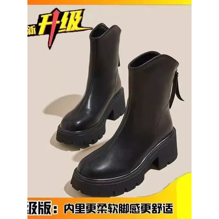 Marca gabinete remoção couro genuíno Martin botas femininas botas finas britânicas 2026 novo estilo de sola grossa botas