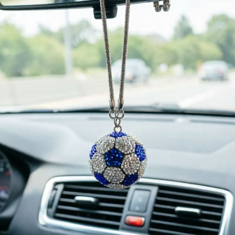 Decoração de Espelho Retrovisor com Strass de Menina Jogadora de Futebol, Acessório para Carro, Ornamento Pendente O9VT