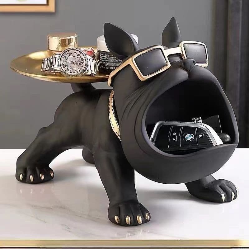Ornamentos entrada casa luz luxo buldogue francês sapato armário cão ornamentos bandeja entrada chave armazenamento boca