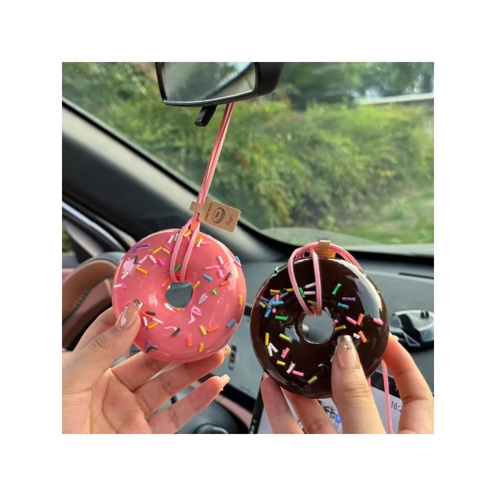 Original Donut pingente espelho retrovisor do carro decoração saco chaveiro pingente presente para namorada criativo bon