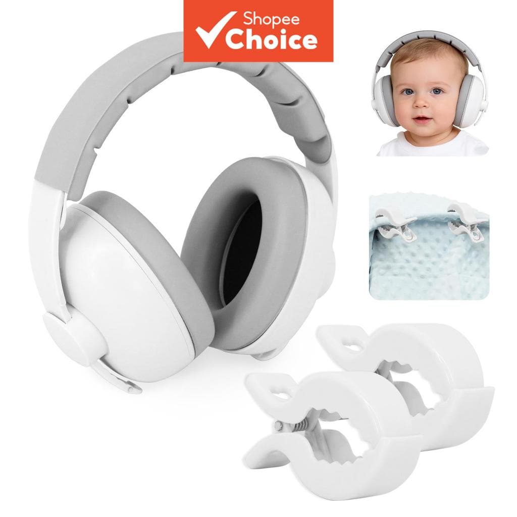Protetores Auriculares Antirruído para Bebê com Clipes para Carrinho, Kit de Proteção Auditiva Infantil, Protetores