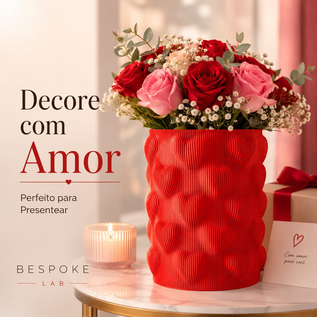 Pote Organizador Multiuso Coração Textura Ondulada – Ideal para Maquiagem, Pincéis, Canetas e Objetos de Mesa – Deco
