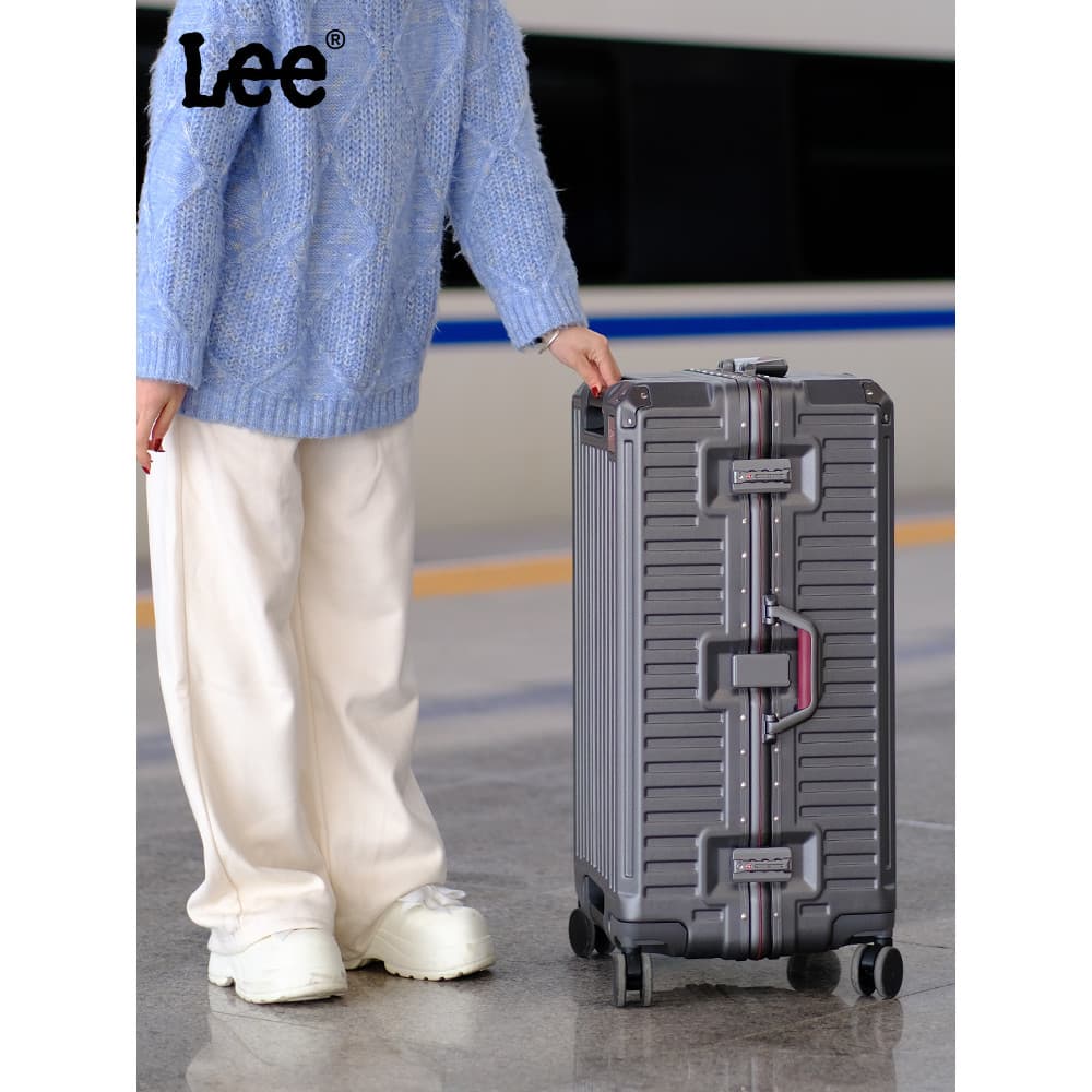 Lee oficial 2026 novo estilo mala de alumínio viagem ao ar livre carrinho de grande capacidade caso 67cm mala de embarqu