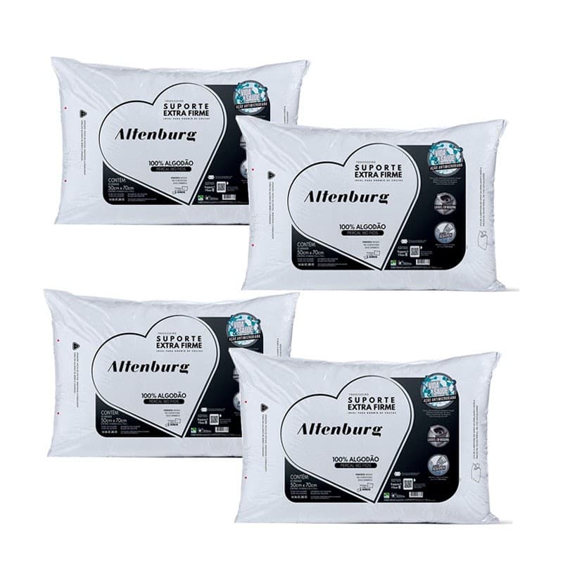 Travesseiro Suporte ExtraFirme Altenburg KIT c/ 4 50x70cm