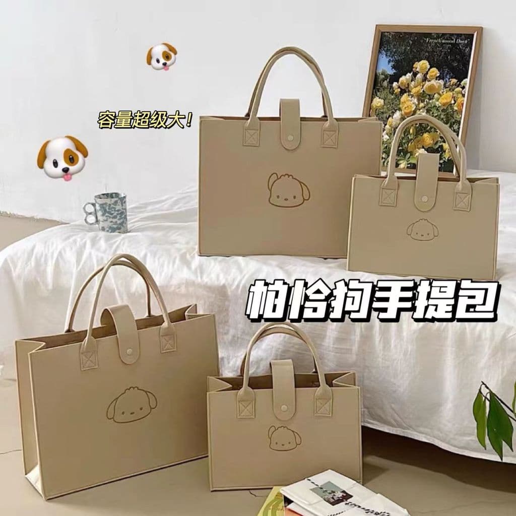 Bolsa de feltro de urso fofo, sacola de grande capacidade, lancheira portátil, Bento, mamãe, transporte de mão, bolsa fe