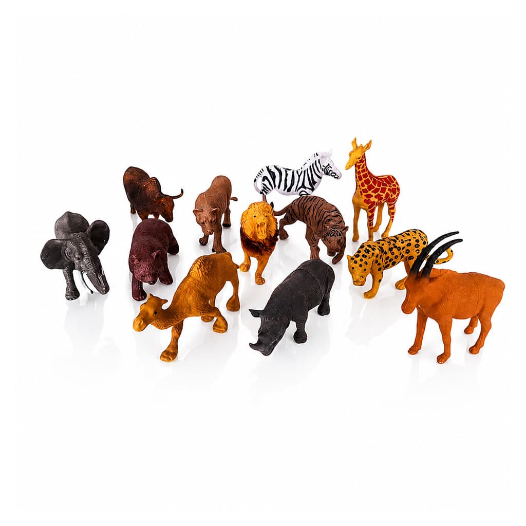 Kit 12 Bichos Selvagens Animal World Animais da Selva Brinquedo Infantil