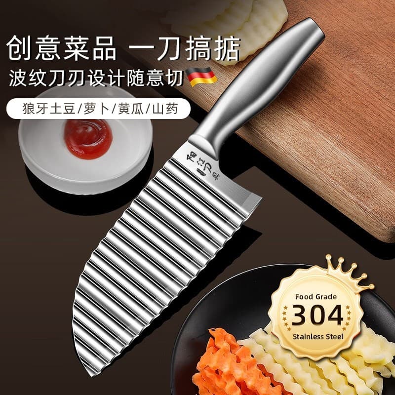 Corte de batata onda faca 304 aço inoxidável comercial multifuncional corte vegetal ferramenta útil pico faca batata fac
