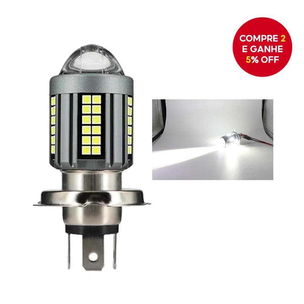 Luz De Projetor LED 6000K H4 De Alto Desempenho Para Motocicletas-360 ° Visão