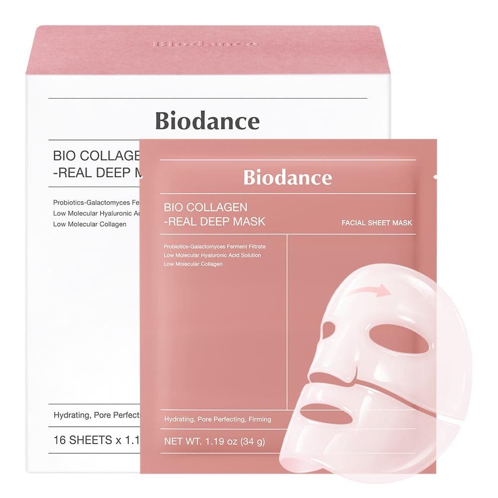 Máscara Facial Hidratante Noturna de Hidrogel BIODANCE Bio-Colágeno Real Deep, Minimiza Poros, Preenche, Melhora a Elast