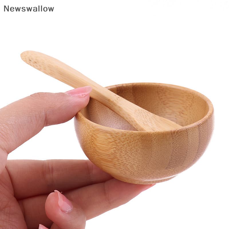 Máscara Facial de Bambu Ecológica NSL, Conjunto de Máscara com Tigela de Bambu para Cuidados com a Pele LW