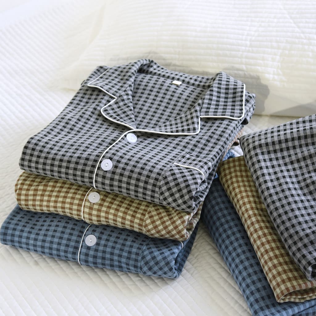 Pijama de veludo alemão dupla face masculino outono inverno solto Casual casa dormitório xadrez engrossado quente Homewe