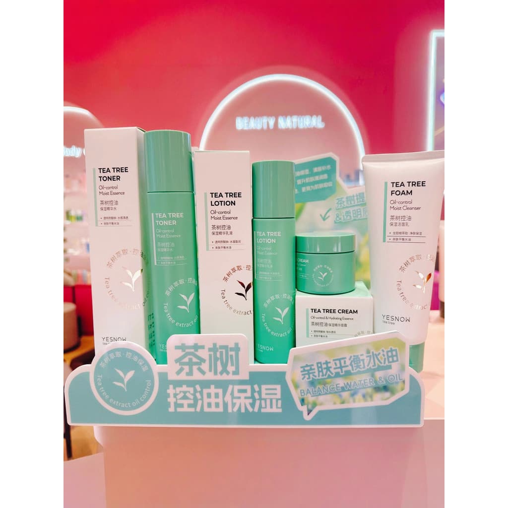 Yingxue YESNOW Tea Tree Oil Control Hidratante Limpador Facial Loção Toner Creme Balanceador Água Óleo Limpeza Hidratant
