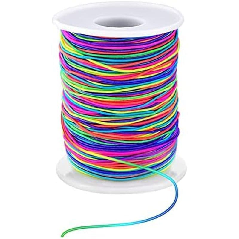 LUSTEMBRO Pulseira elástica de 1 mm, corda elástica de arco-íris forte, usada para fazer joias, colares, miçangas e arte