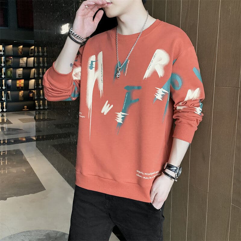 Moletom Casual masculino pulôver primavera outono juventude gradiente manga comprida camiseta masculina na moda All-Matc