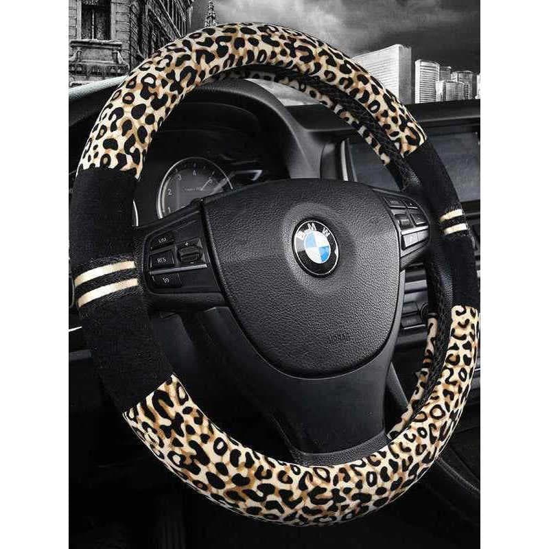 Versão coreana inverno novo estilo capa de volante do carro curto pelúcia guiador capa moda leopardo impressão High-End