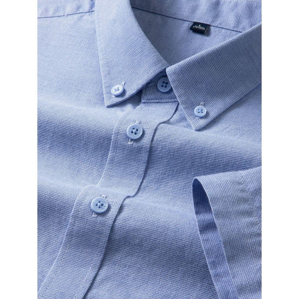 [Botão de gola] Camisa masculina de manga curta de linho Tencel Business Casual Cor sólida Algodão Linho Antirrugas Não-