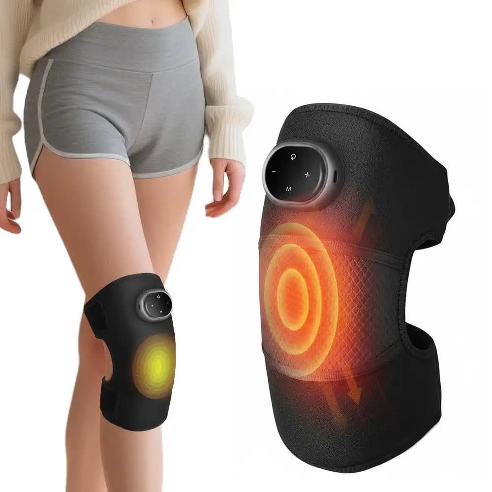 Massageador de joelho vibratório e aquecido três em um - 3 tipos de aquecimento/3 modos de massagem, design de moxabustã