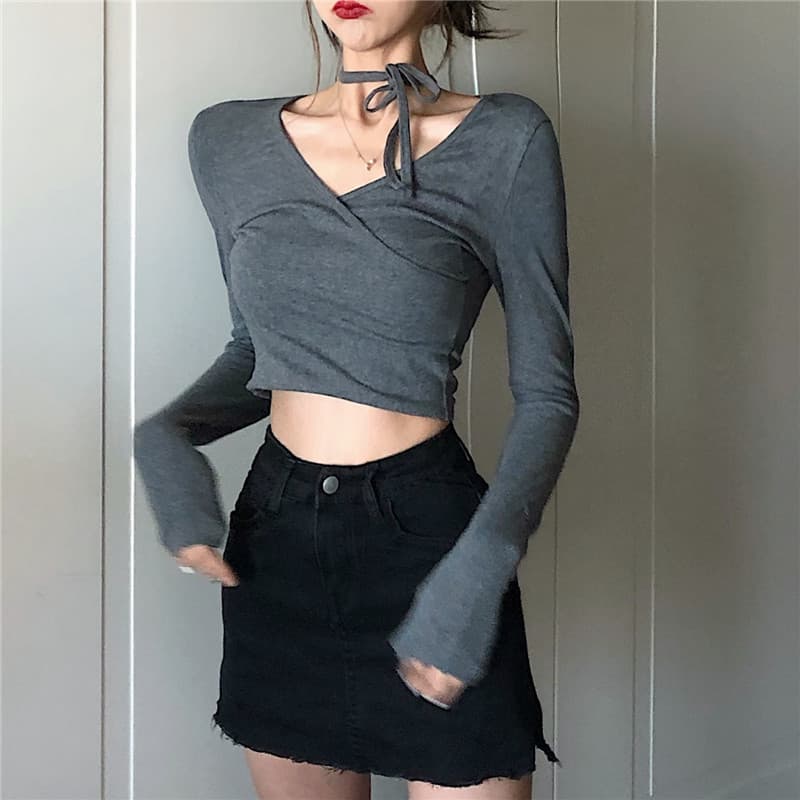 Saia preta saia dividida cintura alta saia jeans feminina saia de um passo versão coreana outono inverno mais magro olha