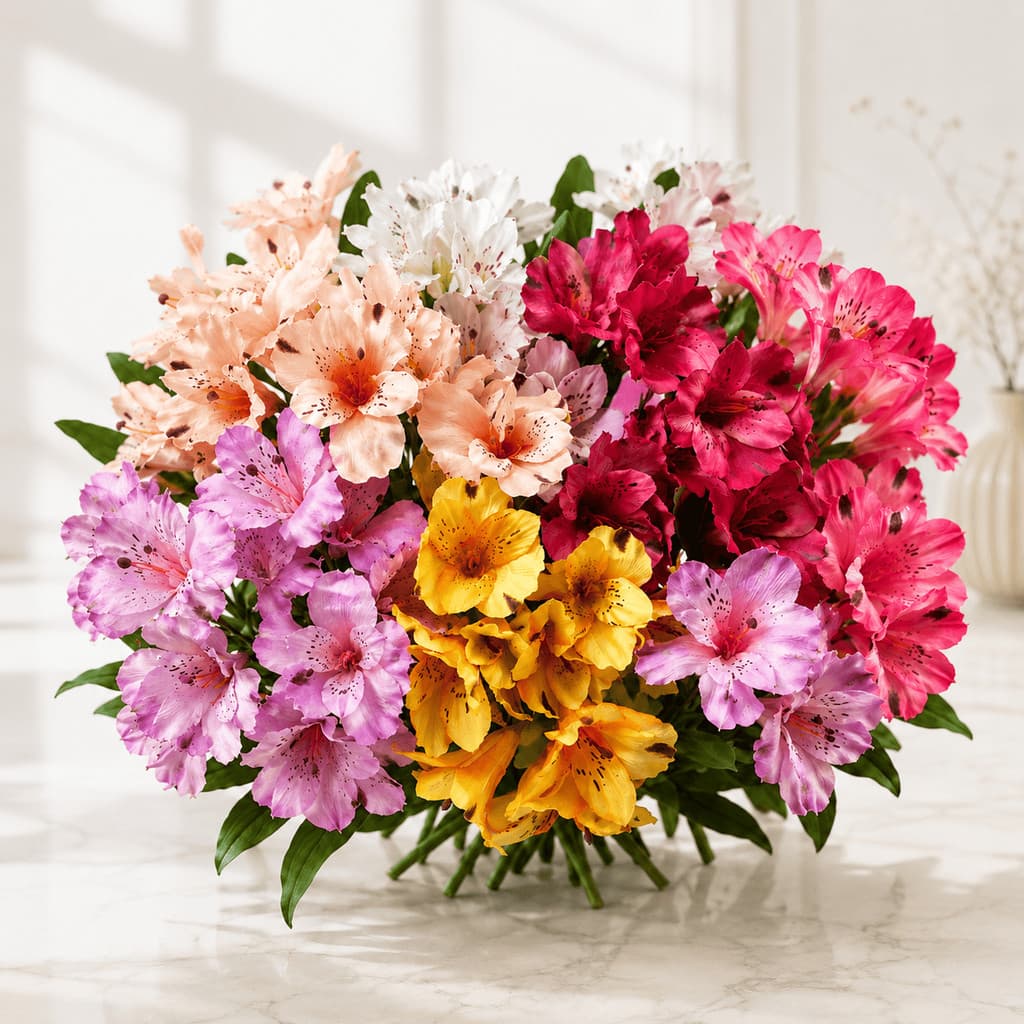 Buquê Artificial de Astromelia 35cm com 5 Ramos e 15 Flores/0063