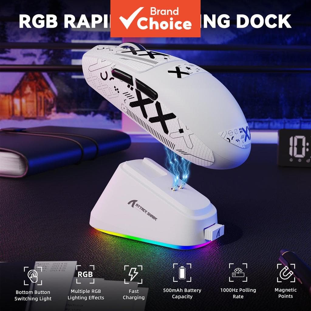Mouse Gamer Sem Fio G3 PRO Tri-Modo, Dock de Carregamento Magnético, 62g Ultraleve, PAW3311, 1000Hz, 2.4G/Bluetooth