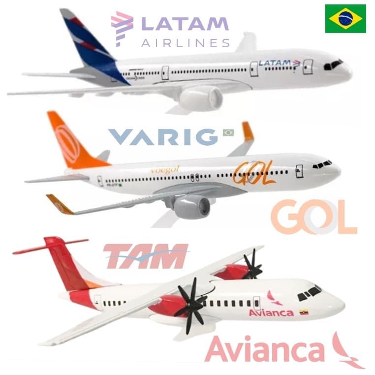Miniaturas de Aviões Comerciais do BRASIL - METAL - GOL LATAM VARIG TAM AVIANCA Boeing 737 Airbus ATR - ALTA QUALIDADE