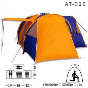 Tenda de luxo genuína para 8-9 pessoas, três quartos, um salão, barraca multijogador, camada dupla, telhado