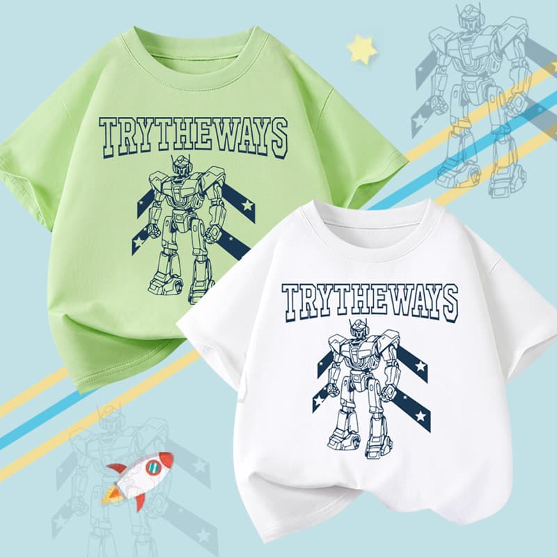 Pequena esperança roupas infantis meninos puro algodão manga curta camiseta dos desenhos animados impresso verão versão
