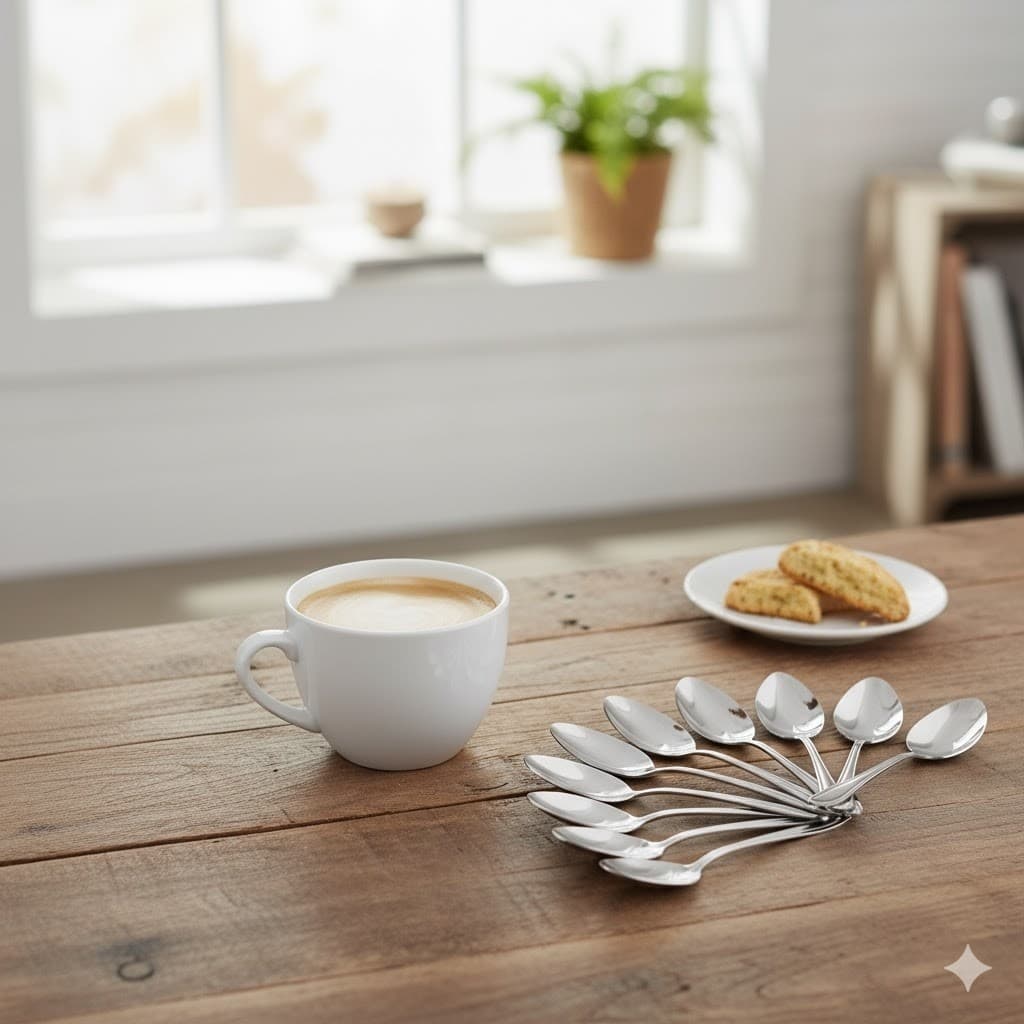 Conjunto 12 Colheres de Café Inox Duráveis Design Moderno Uso Diário Cozinha Mesa Refeições Elegante